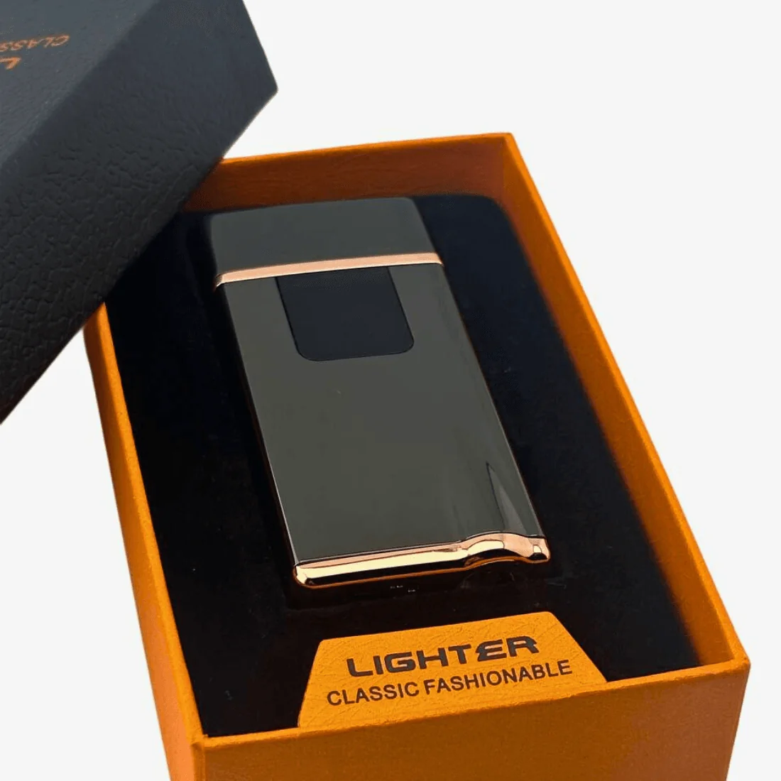 Електронна USB-запальничка чорна у подарунковій коробці з гравіювання