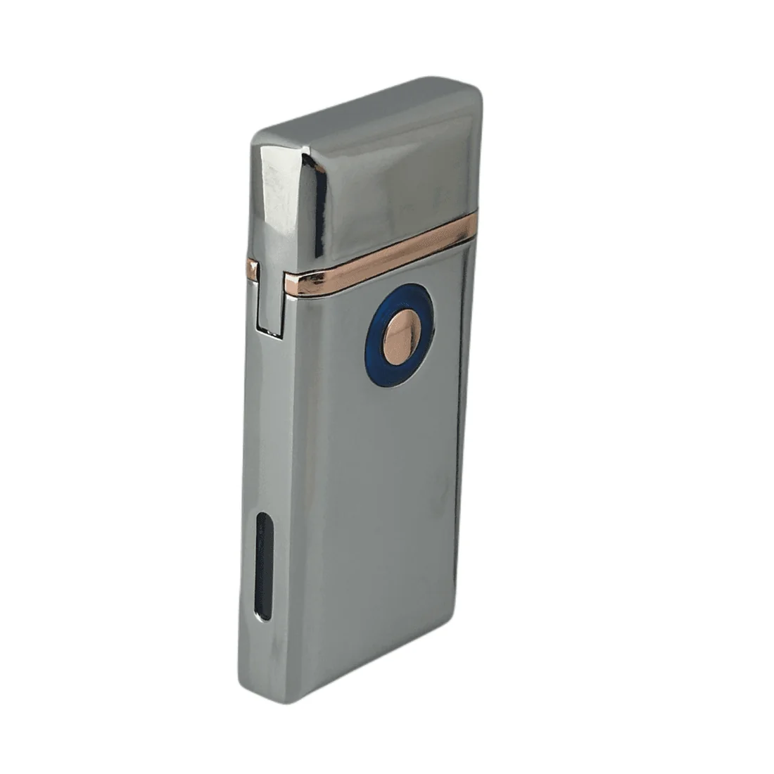 Боковий вигляд срібної сенсорної USB-запальнички