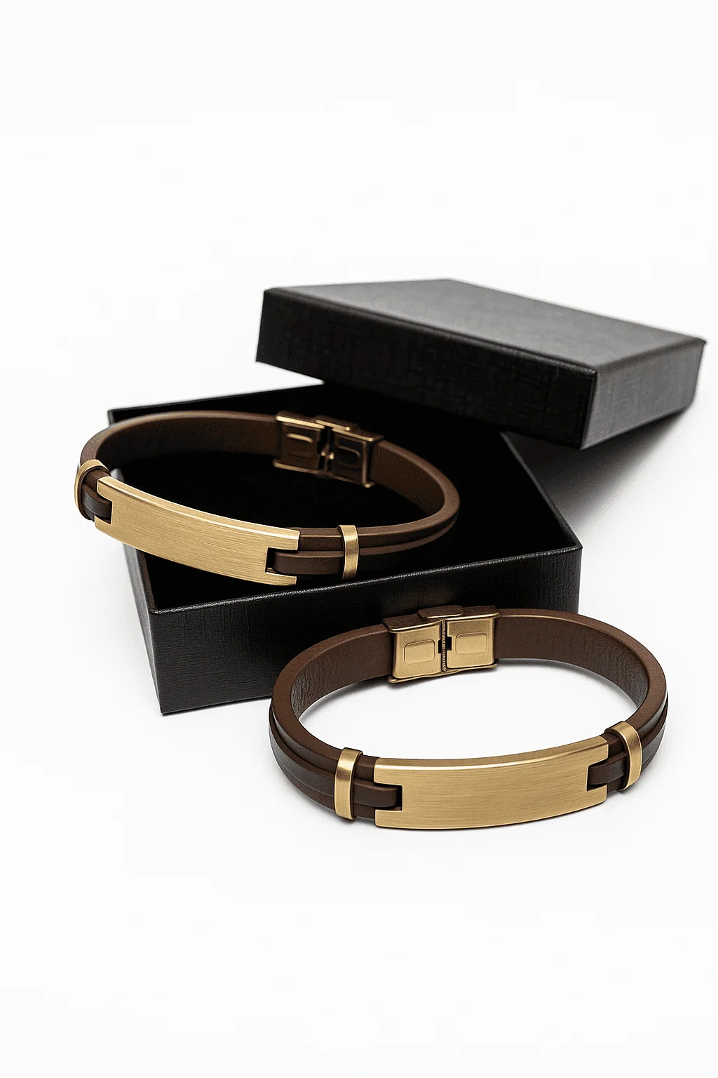 Парні браслети Zorit із шкіри з гравіюванням у подарунковій коробці