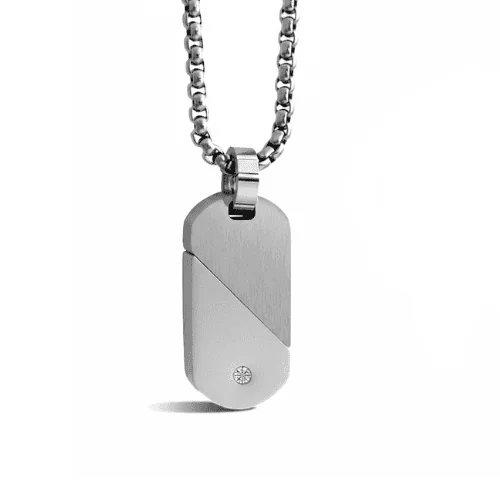 Срібляста підвіска-трансформер HEART-TAG із нержавіючої сталі, довжиною 2.5 см та шириною 1.2 см.