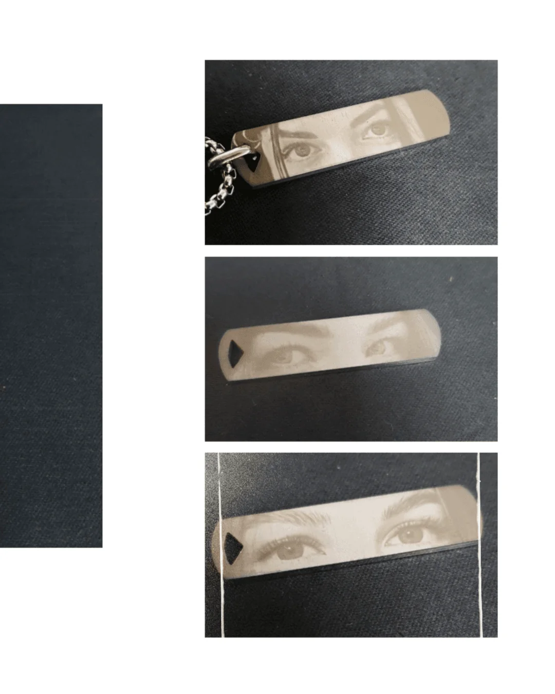 Три варіанти гравіювання очей на вертикальному кулоні