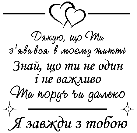 "Дякую, що ти з'явився в моєму житті. Знай, що ти не один і не важливо ти поруч чи далеко я завжди з тобою"