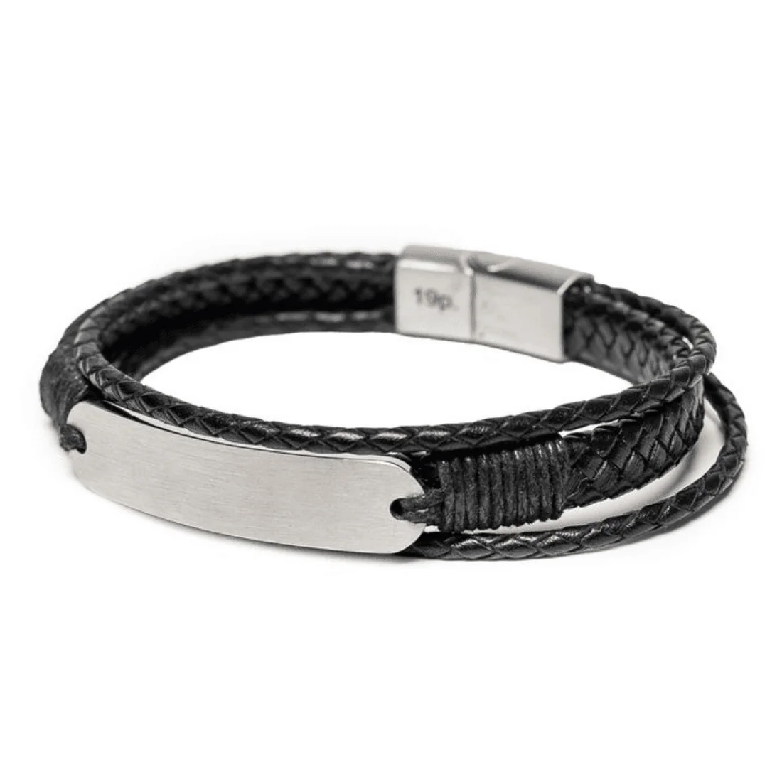 Чорний браслет Steel Weave (black), боковий ракурс із сталевою пластиною