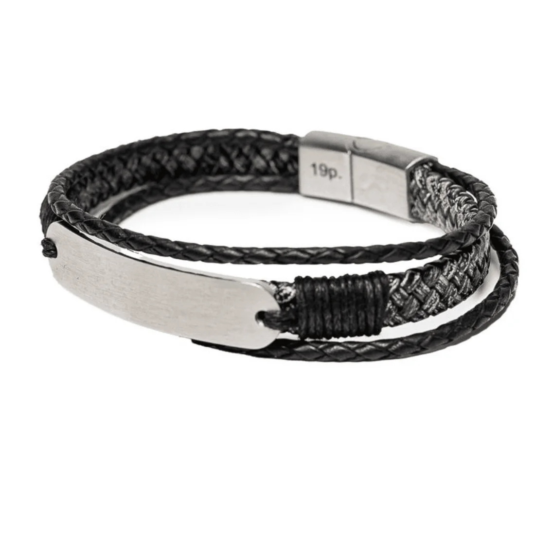 Браслет Steel Weave gray — сірий колір зі сталевою пластиною