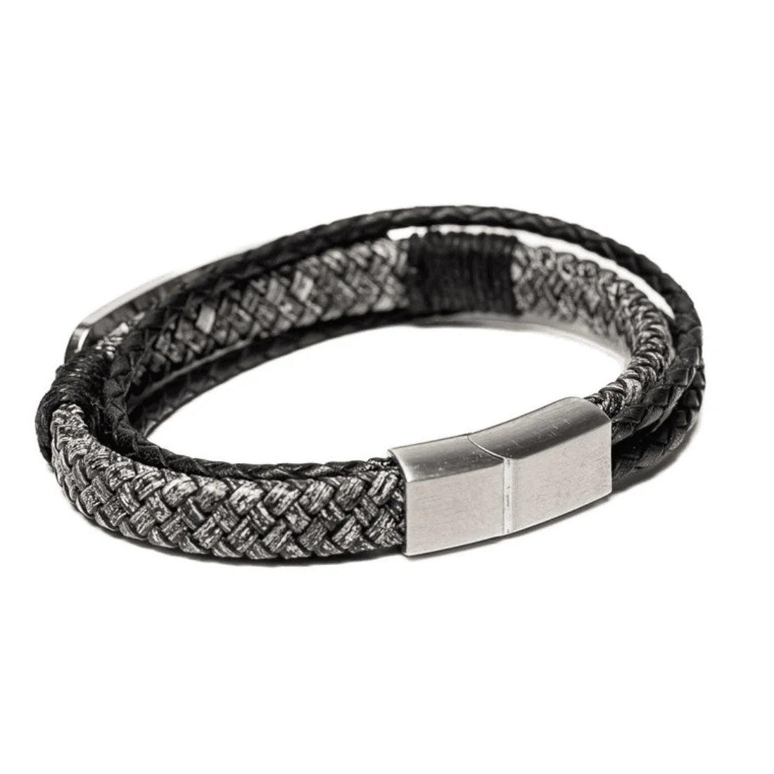 Сірий браслет Steel Weave (gray) з нержавіючою пластиною, крупний план
