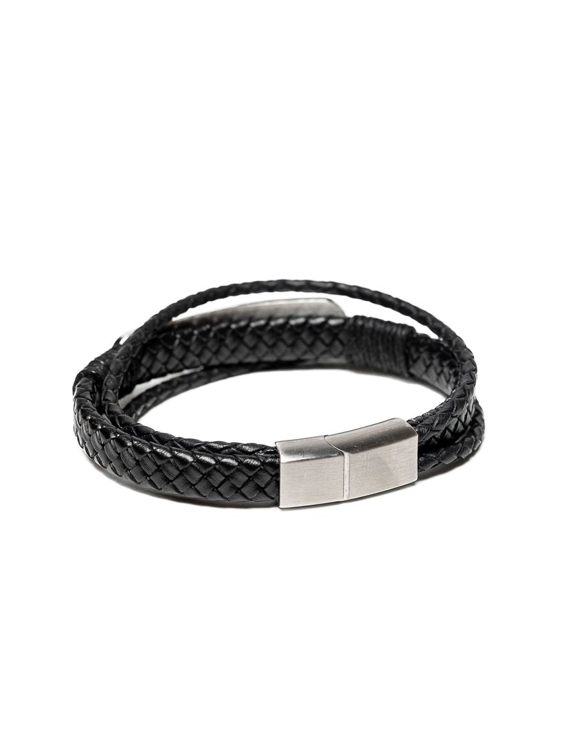 Браслет шкіряний  "Steel Weave black" - зображення 3