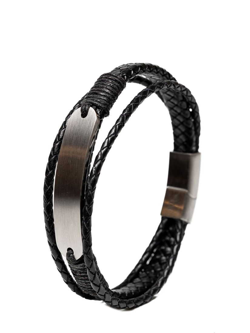 Браслет шкіряний  "Steel Weave black" - зображення 1