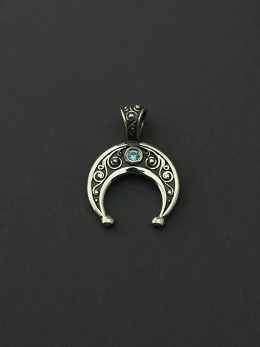 Підвіска Лунниця срібна двостороння з камінцем - зображення 1