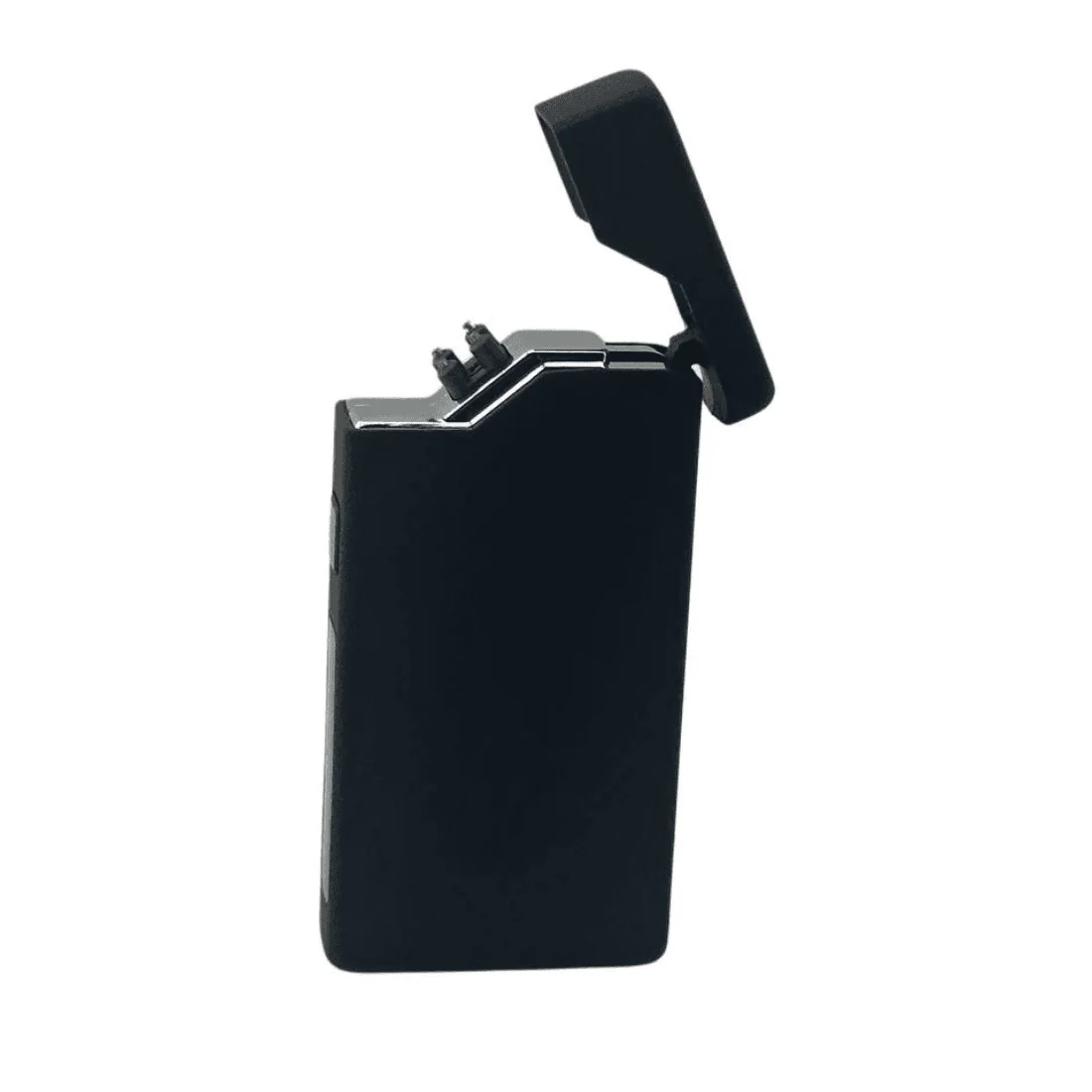 USB запальничка Black matte з відкритою кришкою та подвійною плазмовою дугою
