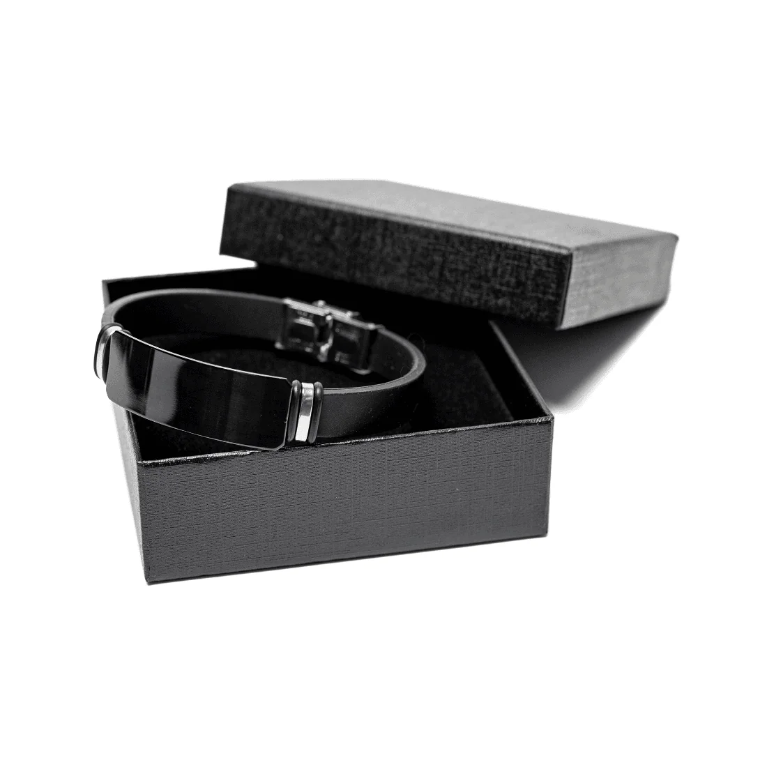 Чоловічий браслет Vinox Black із чорного силікону та нержавіючої сталі