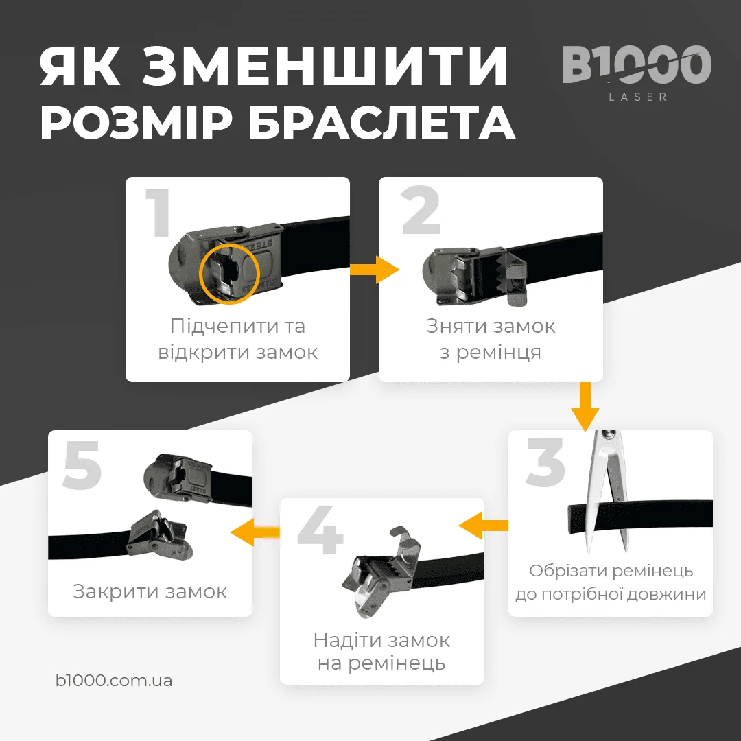 Покрокова інструкція, як зменшити розмір браслета в домашніх умовах — інфографіка B1000